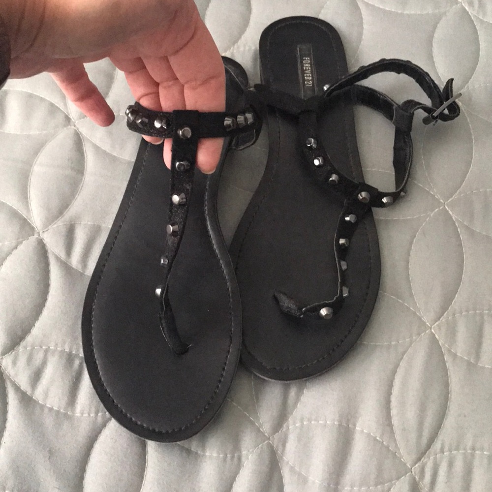 Forever 21 black studded sandals